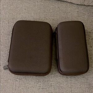 Set of 2 China Airlines Travel Amenity Kit Fabric Zip Bags - Dark Brown
